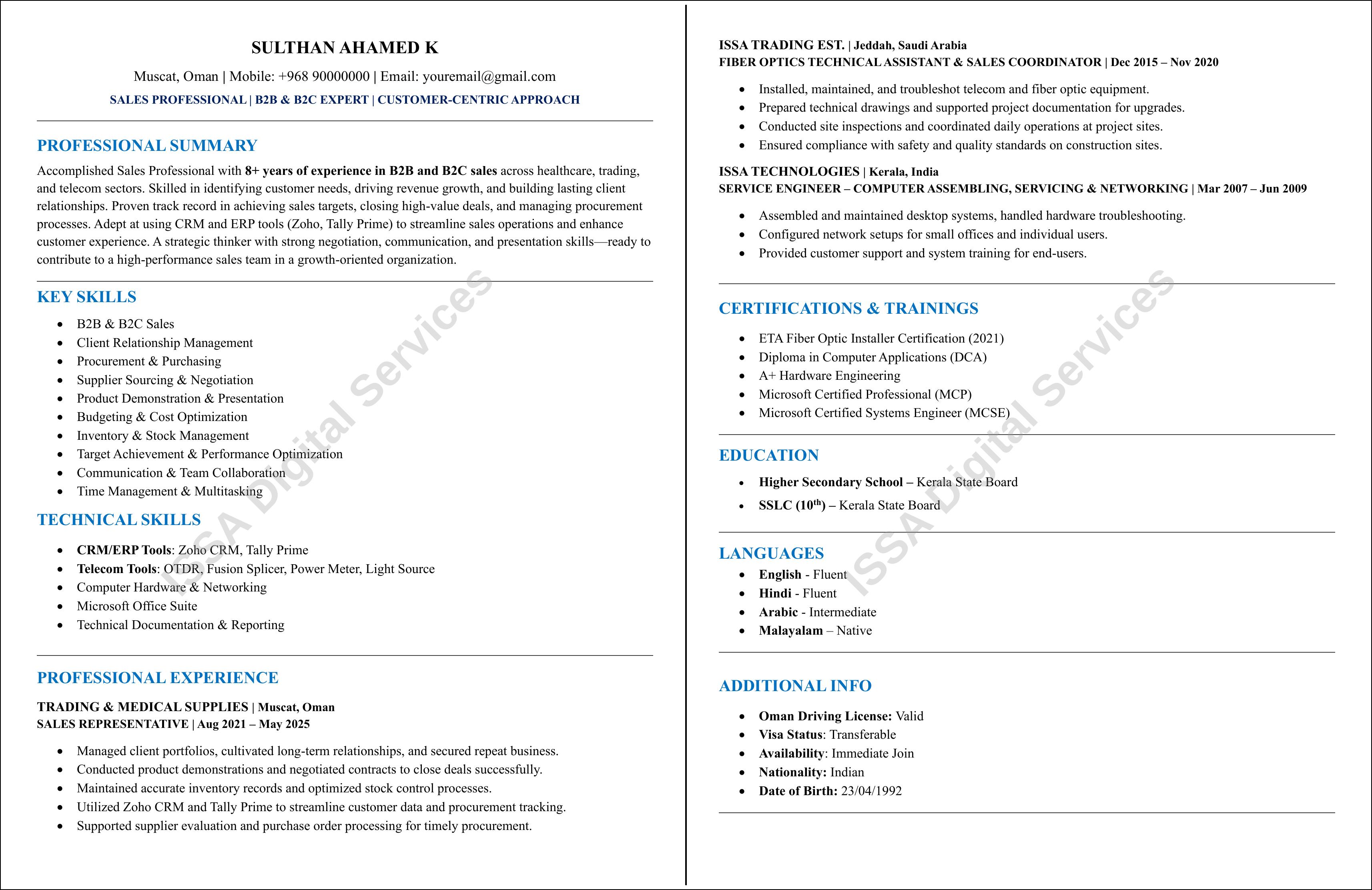 ATS-friendly CV Sample Design